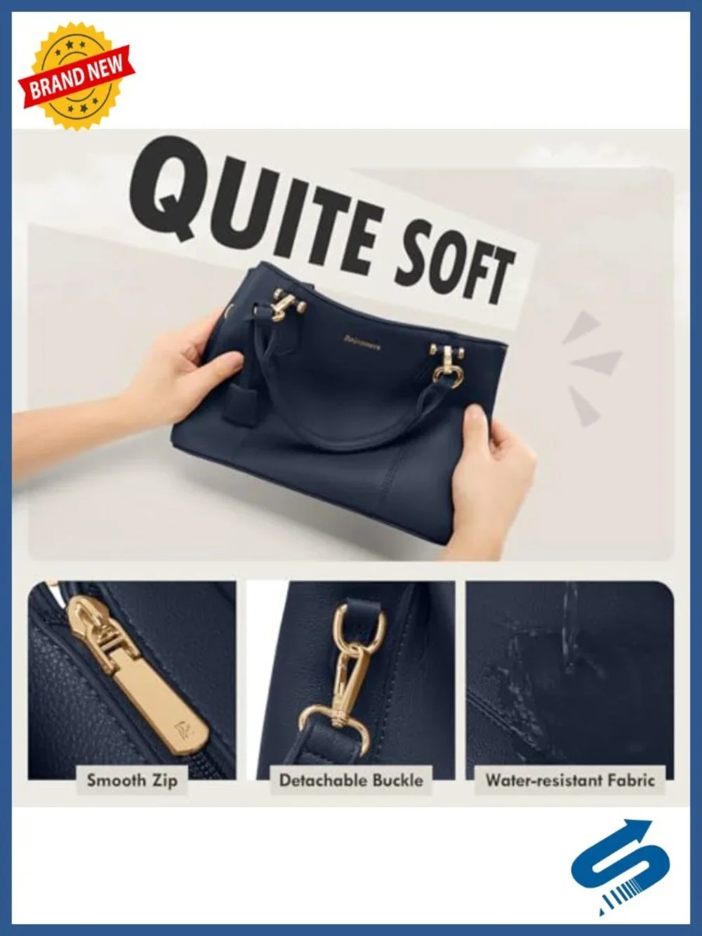Waterproof PU Leather Satchel Handbag for Women, 11-inch iPad Compatible, Top